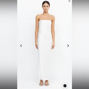 BEC + BRIDGE MOON DANCE STRAPLESS MAXI DRESS WHITE S